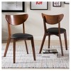 Baxton Studio Set of 2 Sumner Mid-Century Faux Leather Dining Chairs - Black, "Walnut" Brown: Rubberwood Frame, 250lb Capacity - 4 of 4