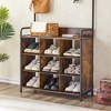 3-in-1 Entryway Coat Rack Metal & Wood Coat And Shoe Rack, Entryway Bench Storage Organizer With 7 Hooks - 4 of 4