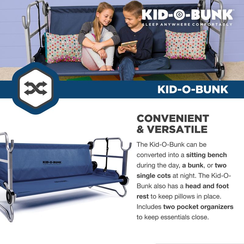 Disc-O-Bed Kid-O-Bunk Benchable Double Cot with Storage Organizers, 4 of 8