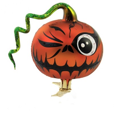 Blu Bom 4.5" Sinister Pumpkin Head Halloween Clip On Ornament  -  Tree Ornaments