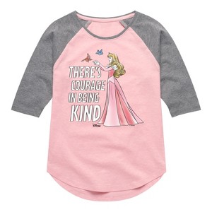 Girls' - Disney - There's Courage In Being Kind Shirt Tail Raglan Graphic T-shirt - 1 of 4