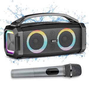 HONGGE Portable Bluetooth Speaker Wireless Stereo Sound with Subwoofer RGB Lights IPX5 Waterproof Support AUX TF Card USB Mic Karaoke Outdoor - 1 of 4