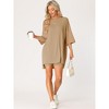 cheibear Women's Knit Loose Fit T-Shirt with Biker Shorts Lounge Sleepwear Pajama Sets - 3 of 4