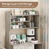 Large Cat Litter Box Enclosure Furniture with 3 Open Shelves and Storage Cabinet, Farmhouse Cat House Washroom - 4 of 4