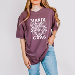 Simply Sage Market Mardi Gras Mask Distressed Garment Dyed Tee - 1 of 4