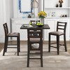 5-Piece Wooden Counter Height Dining Set with Padded Chairs and Storage Shelves-ModernLuxe - image 2 of 4