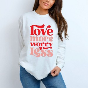 Simply Sage Market Women's Love More Worry Less Long Sleeve Garment Dyed Tee - 1 of 3