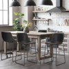 Lirago Black 2PC Armless Industrial Faux Leather Barstool – 18.9"×18.7"×36.2" Metal Legs with Integrated Footrest - 3 of 4