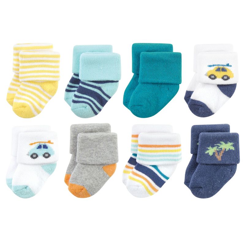 Hudson Baby Infant Boy Cotton Rich Newborn and Terry Socks, Surf Dude, 1 of 7