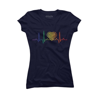 Adult Design By Humans Rainbow Pride Heartbeat Love For All By Avocato T-Shirt