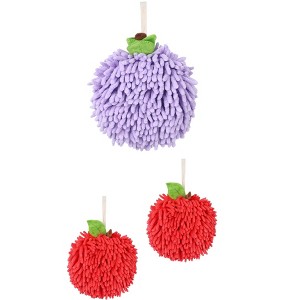 REGALWOVEN 3 Pack Bathroom Chenille Soft Absorbent Fuzzy Hand Towel Set 6" x 6" - 1 of 4
