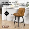 Vipbear Counter Height Bar Stools Set of 2,Swivel Barstools with Back and Wood Legs, Upholstered Bar Chairs, 26" H Kitchen Island Home Bar - 2 of 4