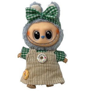 Labubu Doll Outfit – Gingham Check & Corduroy with Donut Detail - 1 of 4