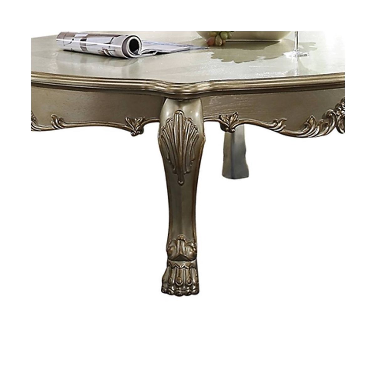54" Dresden Ii Coffee Table Gold Patina/Bone - Acme Furniture: Handcrafted, Traditional Design, Curved Legs, Wood Composite - thumbnail 4