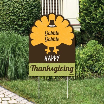 Big Dot of Happiness Happy Turkey Day - Thanksgiving Decorations - Happy Thanksgiving Welcome Yard Sign