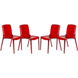 LeisureMod Murray Waterfall Edge Design Plastic Dining Chair, Set of 4 - 1 of 4