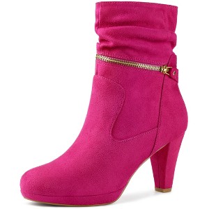 Perphy Women's Round Toe Platform Block Heels Mid-Calf Boots - 1 of 4