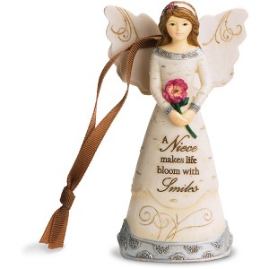 Pavilion Gift Company - Niece - 4.5" Angel Holding Flower Ornament - Tree Ornaments - 1 of 4
