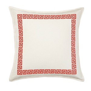 Kensington Garden 20"x20" Greek Key Cotton Canvas Square Throw Pillow - 1 of 3