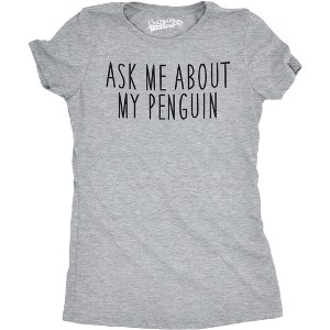 Women's Ask Me About My Penguin Flip Up T Shirt Funny Penguins Disguise Tee - Crazy Dog Women's T Shirt - 1 of 4