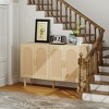 Sevobal Decorative Storage Cabinets, Rattan Buffet Sideboard Cabinet Cupboard for Kitchen, Living Floor Cabinet, Yellow 47.2*13.8*31.1 - 2 of 4