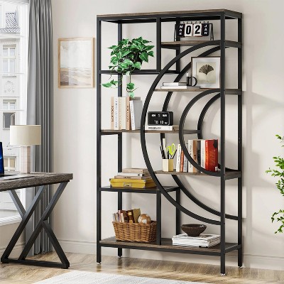 Hommoo 71 inches Industrial 8-Tiers Bookshelves Brown