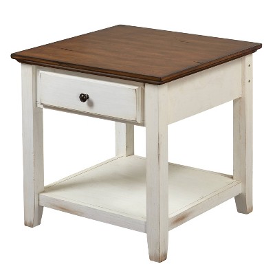 Charleston End Table Off White/Chestnut - Buylateral