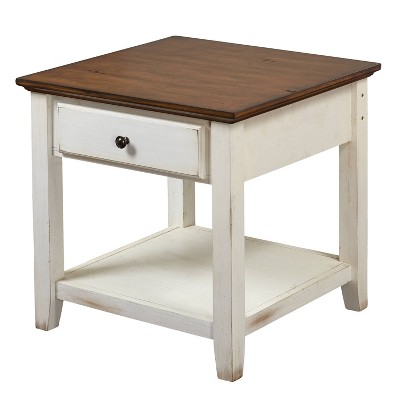 End table white with wood deals top