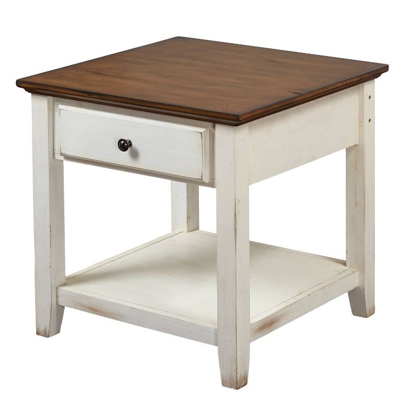 Charleston End Table Off White/Chestnut - Buylateral, 1 of 7