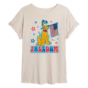 Women's - Disney - Pluto Freedom Oversized Graphic T-Shirt - 1 of 4