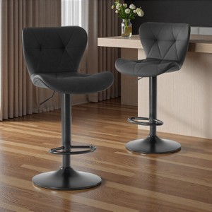 FONTOI Set of 2 Adjustable Bar Stool Faux Leather Upholstered Seat 360 Swivel Ergonomic Design for Dining Room Kitchen Island Bar - 1 of 4