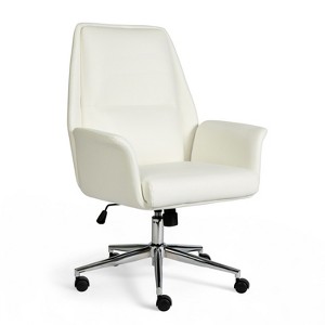 Martha Stewart Maxine Upholstered Office Chair in White/Polished Nickel - 1 of 4