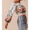 Women's Floral Embroidered Off The Shoulder Top - MACARON - 4 of 4