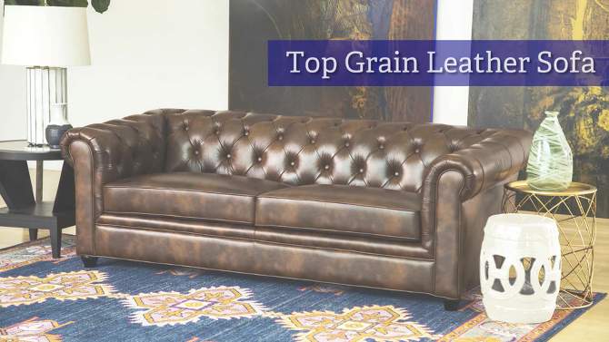 Keswick Tufted Leather Sofa Brown - Abbyson Living, 2 of 11, play video