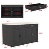 Homsee Storage Kitchen Island with Faux SBuilt-In Outlet Bar Table Cabinet - 3 of 4