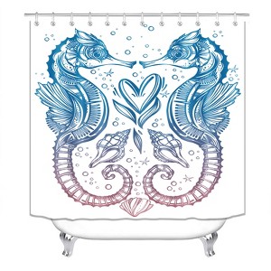 Seahorses In Love Shower Curtains for Bathroom Waterproof Fabric Bath Curtain Durable Soft Stylish Bathroom Decor 72x72 Inch - 1 of 1