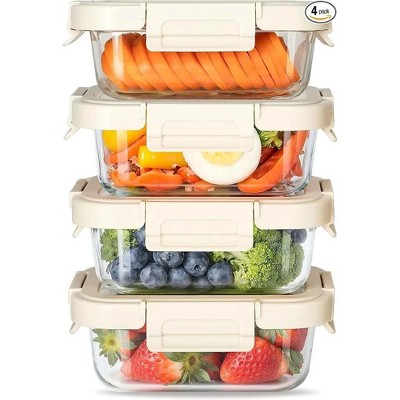 Food Meal Prep Containers with Exclusive Glass Lids, Glass Storage Containers with Lids, BPA-Free, Glass Lunch Boxes for