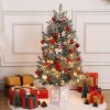 3FT Small Christmas Tree, Pre-Lit Artificial Christmas Tree with 78 Led Lights, Snow Flocked Xmas Tree with White Base, Battery Operated, 1PC/2PCS - 4 of 4
