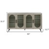 HomeRoots 60" Gold Wood And Glass Sideboard with Four Doors - 3 of 4