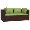 vidaXL 3 Piece Patio Lounge Set with Cushions Brown Poly Rattan - 3 of 4