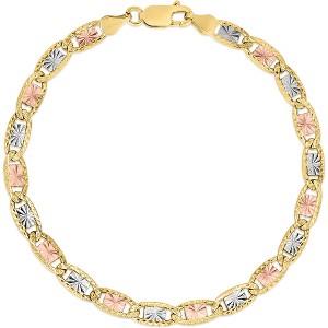 10k Tri-Color Gold 4.2mm Valentino Link Chain Bracelet or Anklet - 1 of 4