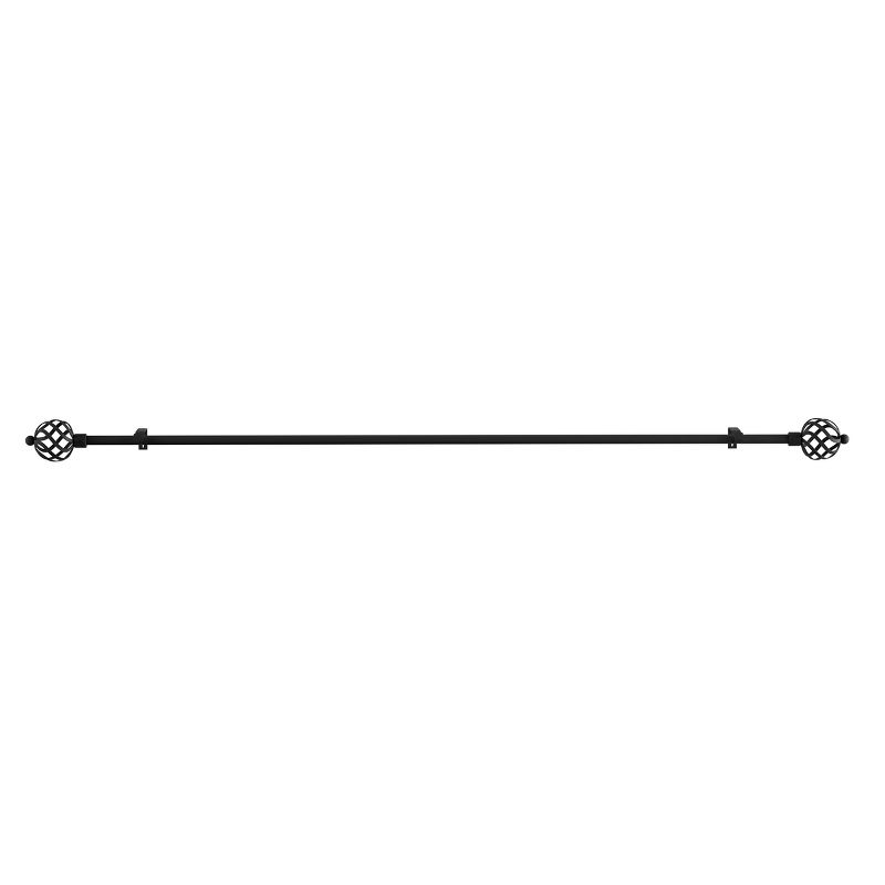 Hastings Home 3/4" x 48-84" Curtain Rod with Decorative Twisted Sphere Finials & Hardware for Home Décor in Bedroom & Kitchen - Black, 2 of 7
