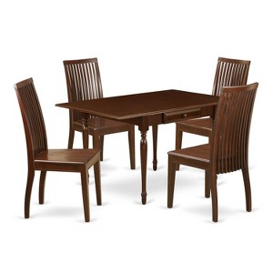 5-Piece Mahogany Finish Solid Wood Top - Rectangular Dining Room Set - Seats 4 - 1 of 4