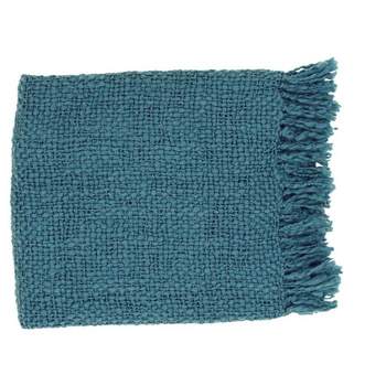 Mark & Day Blankenberge 51"W x 71"L Solid and Border Teal Throw Blankets
