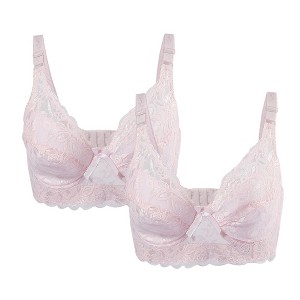 Allegra K Women Full Cup Breathable Comfort Floral Lace Non-Padded Underwired Bra - 1 of 4
