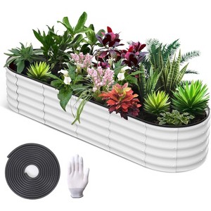 DobleePy Oval Galvanized Raised Garden Bed for Outdoor, Open Base Planter Box, Tool-Free Assembly, Rust Resistant - 1 of 4