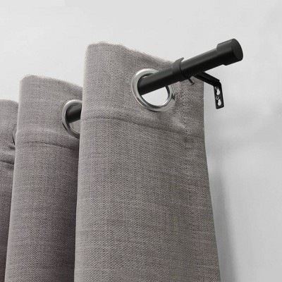 Matte Black Adjustable Curtain Rod with End Cap Finials