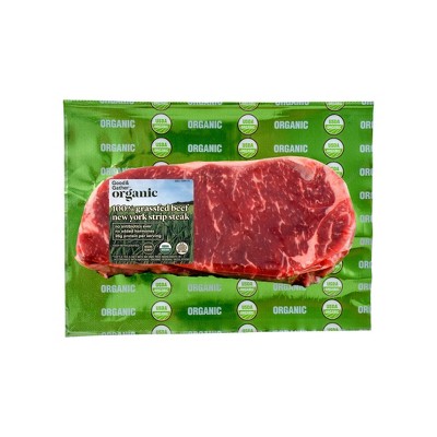 Organic 100% Grassfed NY Strip Steak - 0.5-0.75 lbs. - price per lb - Good & Gather™