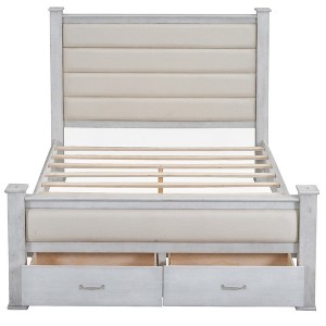 YOOCOZZ Queen Size Platform Bed with Linen Headboard and Footboard, Two Storage Drawers - 1 of 4