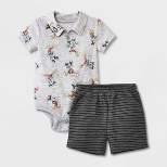 Baby Boys' Mickey Mouse Solid Top and Bottom Set - Heather Gray